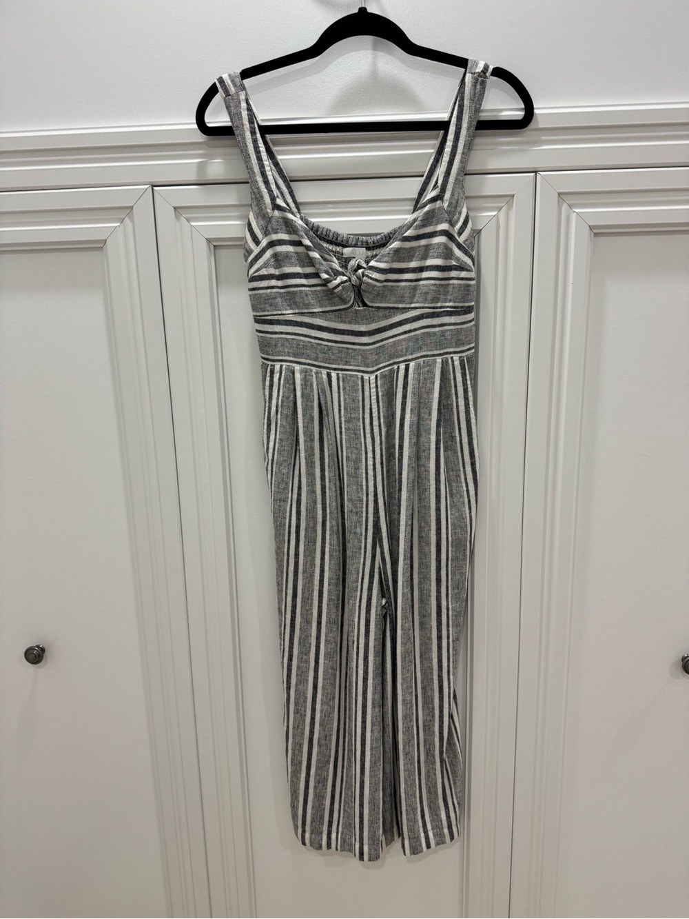 Abound Gray & White Striped Sleeveless Jumpsuit